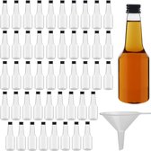 Belle Vous Petites Bouteilles de Liqueur (Lot de 24) - Bouteille Boisson vide en plastique réutilisable de 150 ml avec bouchon à vis noir, entonnoir à liquide pour Coulage et remplir facilement - Bouteilles pour mariage et fête