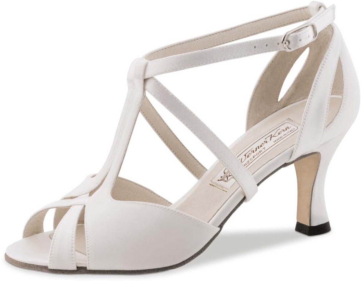 Werner Kern Francis LS Bruidsschoenen Wit Satijn met Lederen Zool - Binnen en Buiten Dansen - Dansschoenen Dames - Hak 6,5 cm - Salsa, Latin, Kizomba, Tango - Werner Kern Bridal - Wit - 42