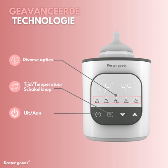 Daster goods® Premium Elektrische Flessenwarmer - 10in1 Baby Flesverwarmer - Warmhouden - Ontdooien - Steriliseren - Wit - Geschikt voor Alle Babyflessen van Daster goods® — afbeelding 2