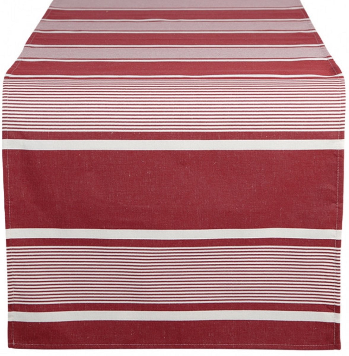 Kleurmeester.nl | Afwasbare Tafelloper Yvonne rood wit - Katoen | 50 cm x 170 cm | Gestreept