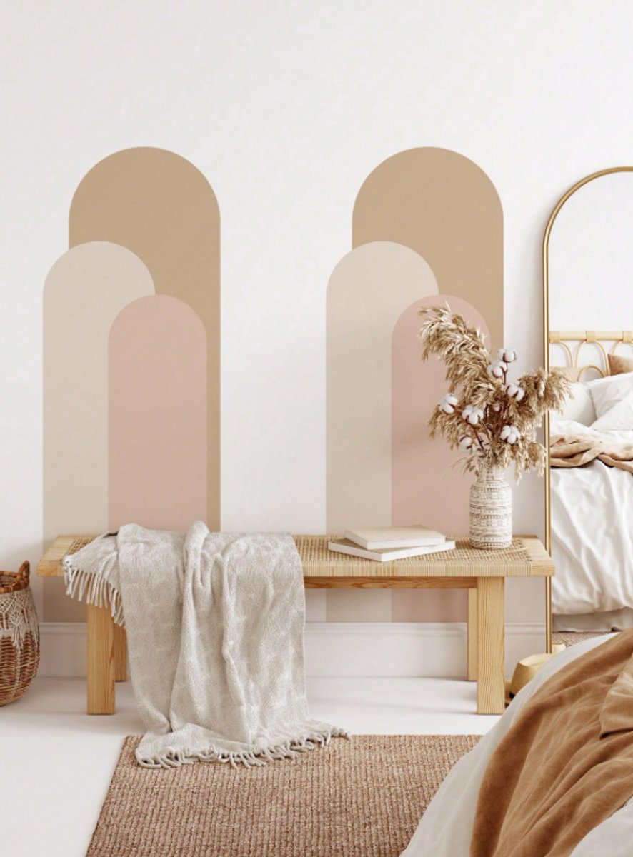 Boho Muursticker met Geometrische Boog | 39CM x 108CM | Waterdichte Decoratieve Sticker voor Woonkamer en Slaapkamer | Nunu's®