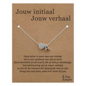 Collier Lettre A sur carte cadeau - Votre initiale, votre histoire - 45 cm en acier inoxydable argenté - Pendentif initiale et cœur - Pax Amare