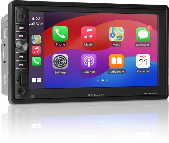 Caliber Autoradio - Apple CarPlay - Autoradio met Bluetooth - 2 DIN Autoradio - DAB+ - 7" Touchscreen - Wireless CarPlay - 4 x 100 Watt - Android Mirror functie (RMD901DAB-CP)
