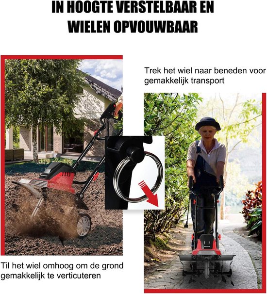 COSTWAY Elektrische grondfrees, tuinfrees, 6 hakmessen, 1500 W, 22 cm werkdiepte, 43 cm werkbreedte, 400 omw/m van Costway — afbeelding 4