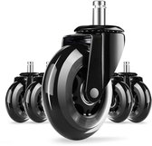 Hiaonyx Zwenkwielen - bureaustoel wielen 11mm - 5 stuks - Superstil - Rubberen materiaal - Geschikt voor alle soorten tapijten of vloeren