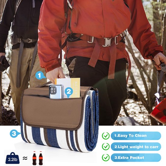 YONO Couverture de pique-nique imperméable - 200 x 150 cm - Couverture de pique-nique - Serviette de plage - Couverture d'extérieur XL