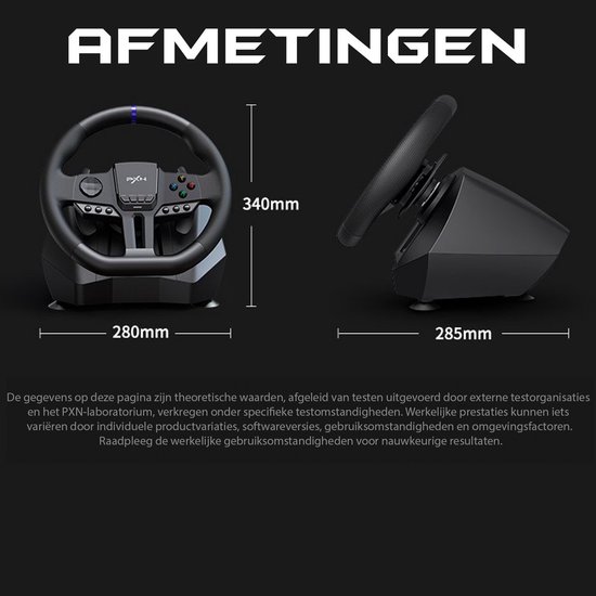 PXN - V900 Gen 2 - Race Stuur - Met Pedalen & Flippers - 270 / 900° - Game Stuur - Geschikt voor PS4 - PC - PS3 - Switch - Xbox X/S Series van PXN — afbeelding 4
