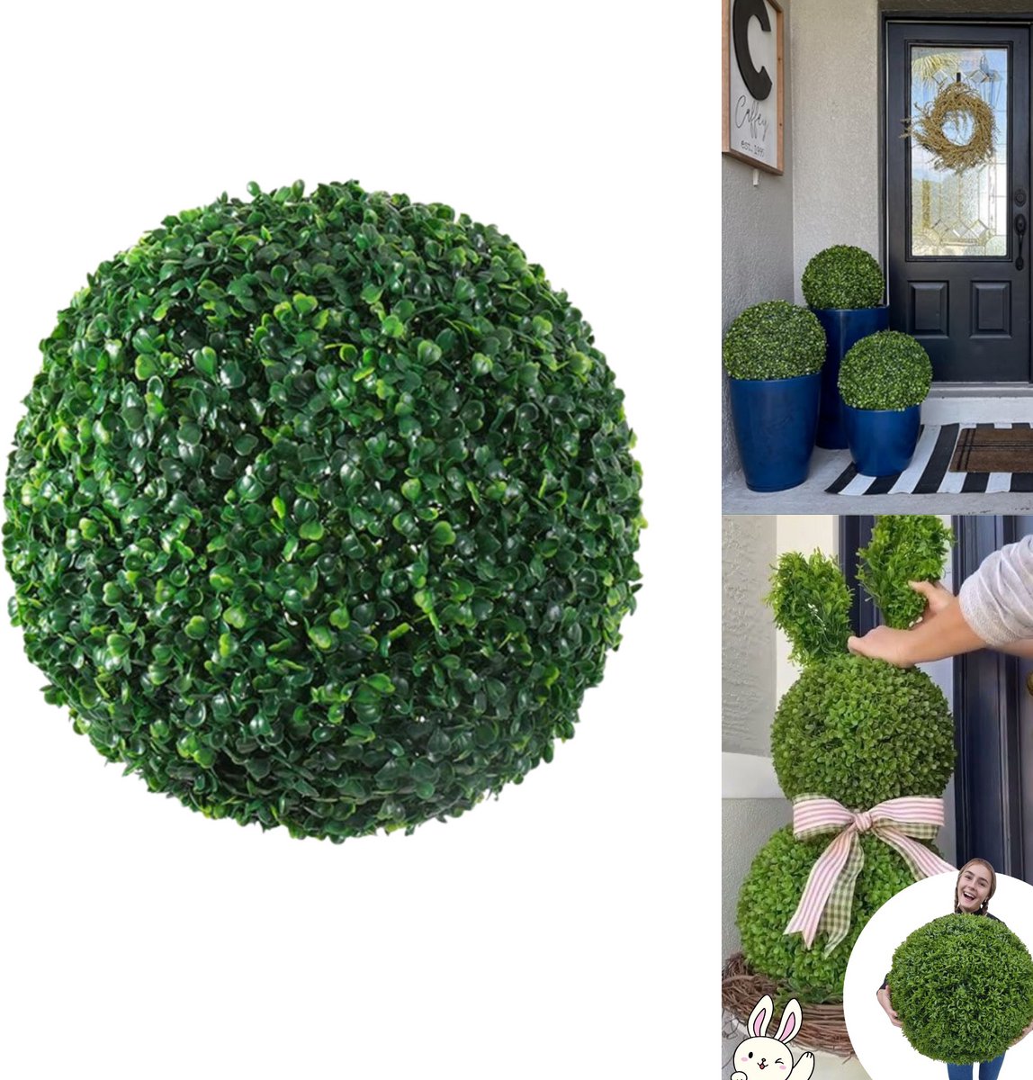 Home & Marker - Kunstplanten - Buxusbol - Buxus Bol - Kunstplant - Nepplant - Kunst Plant - Nep Planten - 18 cm - Groen - TOPIORB