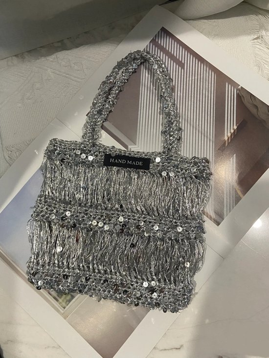 Clutch Schoudertas voor dames, met glitterpailletten, hoge