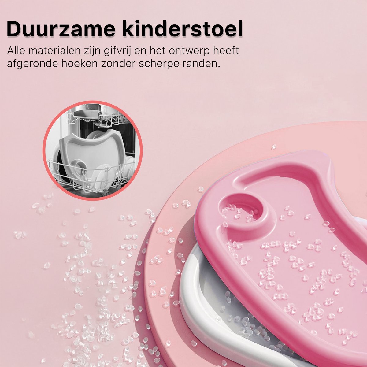 Phreeze Kinderstoel - Inklapbaar - Meegroeistoel 6 t/m 72 maanden - Afneembare Wielen - Eetstoel Baby & Peuter - Ook als Loopstoel, Wipstoel, Babystoel aan tafel / voor eten / thuis - Roze – foto 7