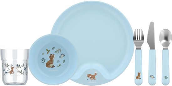 Mepal Mio kinderservies set Little Dutch - 6-delig - Kraamcadeau - Kinderservies - Forest Friends