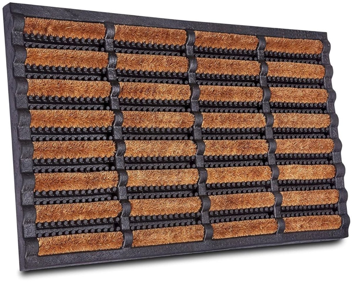 Zylo® Borstelmat voor Buiten - Voetenveger met Borstels - Deurmat - Antislip met Kokosborstels - Weerbestendig - 45x75x5cm - Zwartnatuur