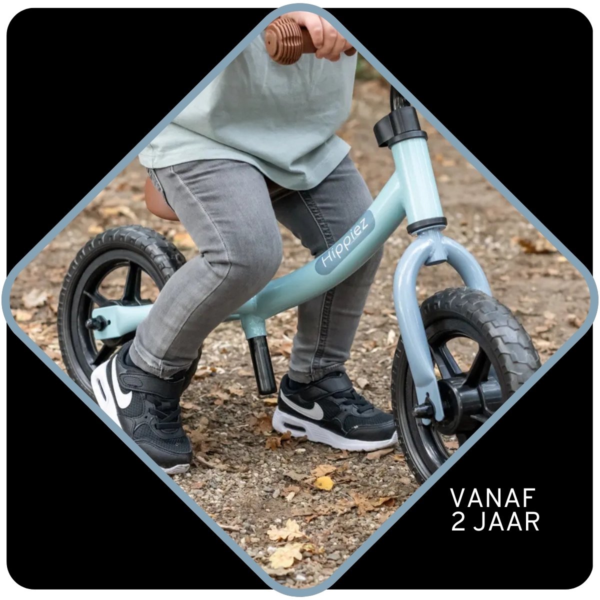 Hippiez Metalen Loopfiets Worker Old Blue vanaf 2 jaar - Blauwe Loop Fiets - Verstelbaar Zadel en Stuur - Voor Jongens - Compact en Veilig - Lage Instap — afbeelding 2