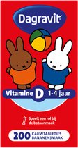 Dagravit Kids Vitamine D - Vitamine D speelt een rol bij de botaanmaak - 200 kauwtabletjes met bananensmaak