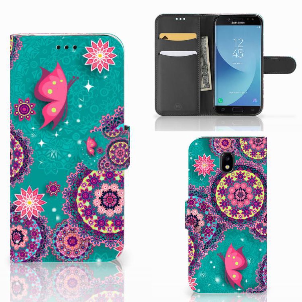Boekhoesje voor Samsung Galaxy A30 Hoesje Cirkels en Vlinders