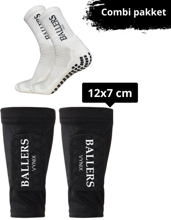 Vynix Ballers – Ingebouwde scheenbeschermers – Scheenbeschermers Voetbal – 12+ jaar – Gripsokken – 12x7cm – Scheenbeschermers – Met opbergzakje – Scheenbeschermers – Zwart – Sport Sokken
