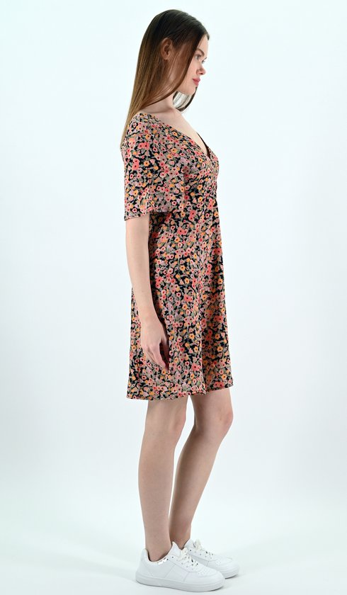 YesMooi - Mini -robe à imprimé floral - Col en V et dos nu - M (38) - Rose | Orange | Beige