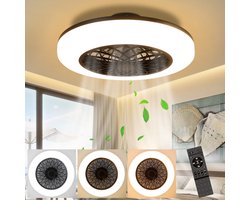 NETTLIFE Plafondventilator met verlichting - zwart - LED 61W - 49.5CM - CCT dimbaar - ventilator met afstandsbediening - moderne - keuken | eetkamer | woonkamer | slaapkamer