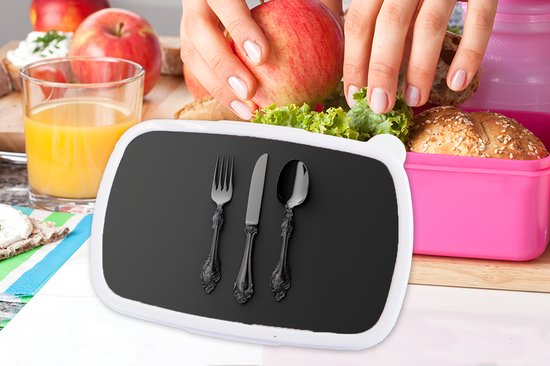 Boîte à lunch rose - Lunchbox Couverts - Noirs - Boîte à lunch 18x12x6 cm