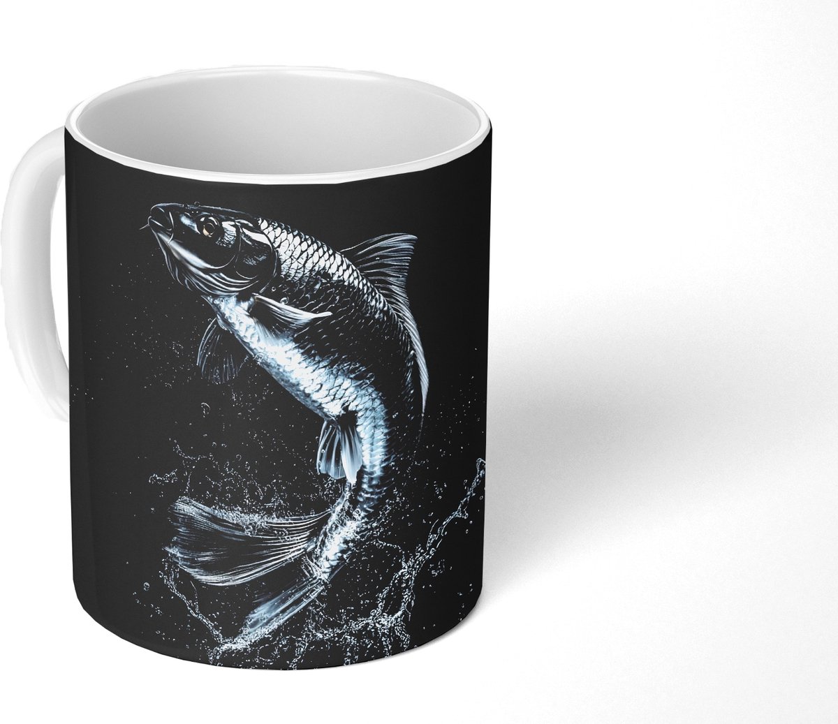 Mok - Koffiemok - Vis - Koi - Zwart - Water - Mokken - 350 ML - Beker - Koffiemokken - Theemok