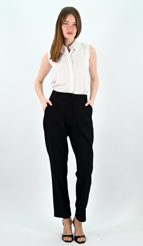 YesMooi - Straight-Leg Broek - Zwart - XL (42) - Dames Broek
