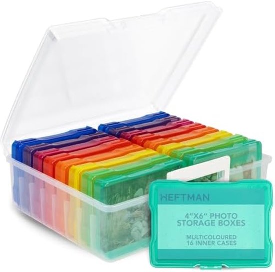 MATANA Large Storage Box for Photos with Labels for 1600 4R Photos (Multicolored Cases) - Multifunctional