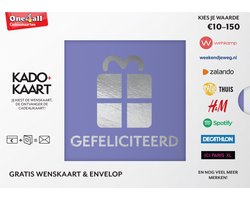 Kado+Kaart Gefeliciteerd - Cadeaubon - 25 euro + cadeau-envelop