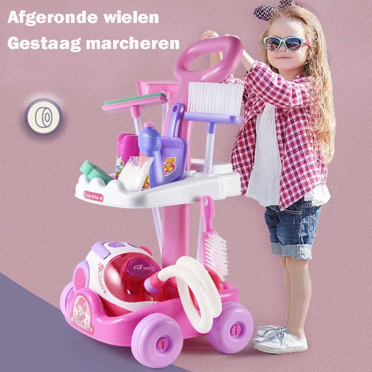 XL Schoonmaakset Kinderen - Montessori Speelgoed Stofzuiger en Schoonmaaktrolley - Schoonmaakset Speelgoed voor Kinderen - Speelgoed Stofzuiger en Accessoires - 3 tot 6 Jaar - 11 Delig — afbeelding 6