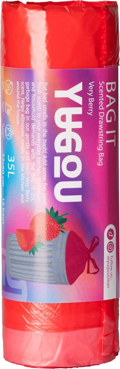 TikTok Viral Yugou Vuilniszakken met Bijzondere Geuren uit Zweden - Very Berry - 35 liter