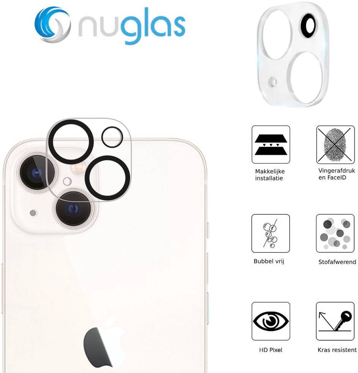 NuGlas camera lens protector voor iPhone 14 Plus - Beschermglas iPhone - Tempered Glass