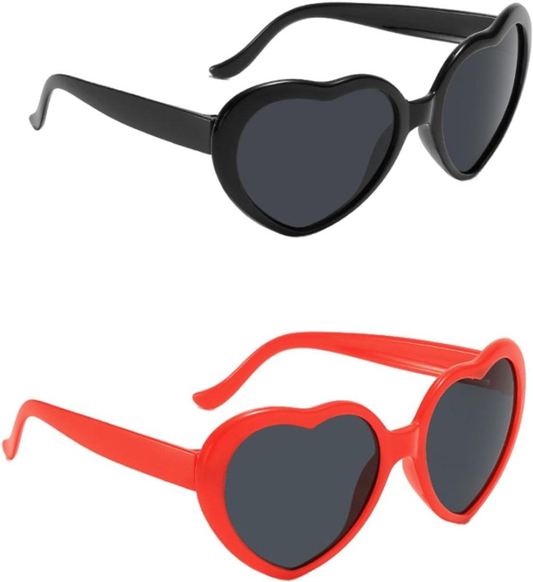 Image of 2 paar hartvormige bril - kleurrijke retro feestbril voor outdoor activiteiten