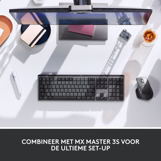Logitech MX Mechanical - Draadloos mechanisch toetsenbord - Tactile - QWERTY ISO - Grijs
