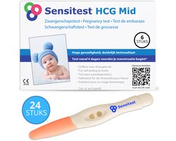 Sensitest Zwangerschapstest Midstream – 24 stuks – 25 mIU/ml – Test vanaf 4 dagen vóór menstruatie – Uitslag binnen 5–10 min – Inclusief handleiding & zwangerschapskalender