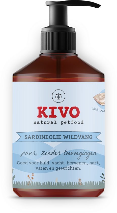 Kivo Petfood - Supplement Sardineolie puur Wildvang 500 ml - 100% natuurlijk