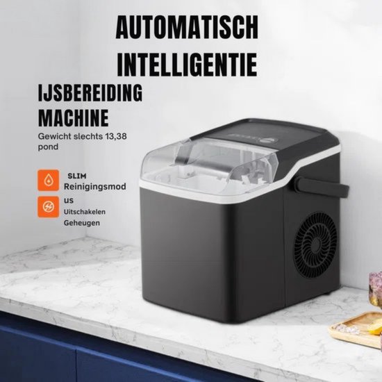Professionele Ijsblokjesmachine - Ijsblokjesmaker - Zwart - Met Schoonmaak functie van Pro — afbeelding 3