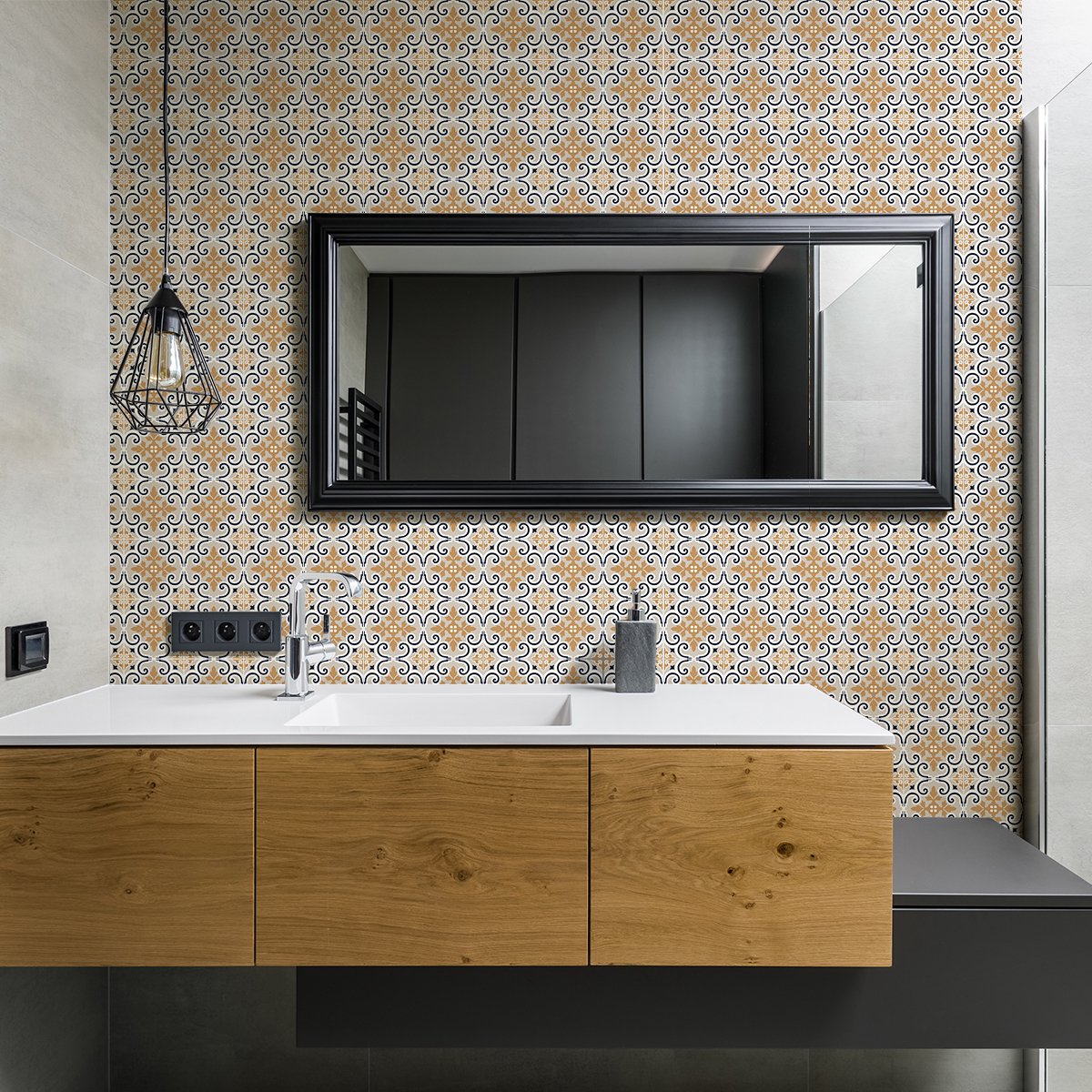 Ambiance Sticker Zelfklevende tegelmuurstickers voor keuken en badkamer - 30 Almeda Azulejos cementtegelstickers - 30 stickers 10x10cm Multi color