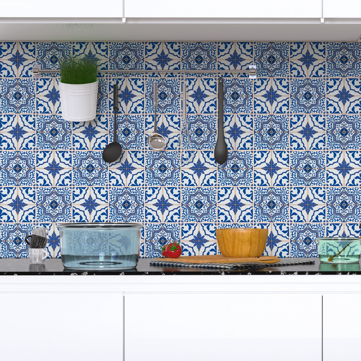 Ambiance Sticker Zelfklevende tegelmuurstickers voor keuken en badkamer - 60 FACUNDO AZULEJOS tegelstickers - 60 stickers 10x10cm Multi color