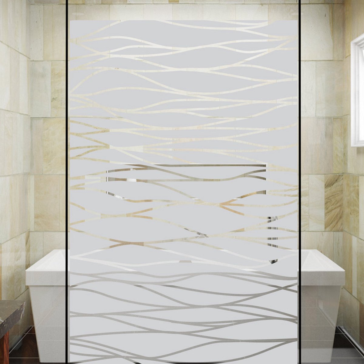 Privacy Raamfolie - DE OCEAAN - Zelfklevende raamfolie voor ramen en douchedeuren - 115x65