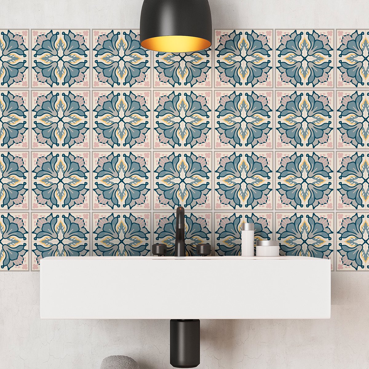 Ambiance Sticker Zelfklevende tegelmuurstickers voor keuken en badkamer - 24 Elpida Azulejo tegelstickers - 24 stickers 10x10cm Multi color