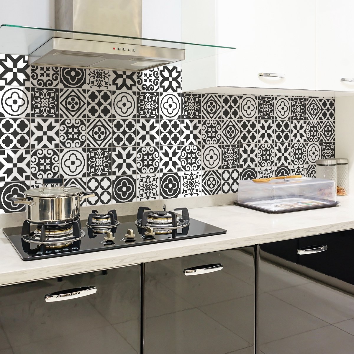 Ambiance Sticker Zelfklevende tegelmuurstickers voor keuken en badkamer - 24 DENISIO AZULEJOS tegelstickers - 24 stickers 10x10cm Multi color