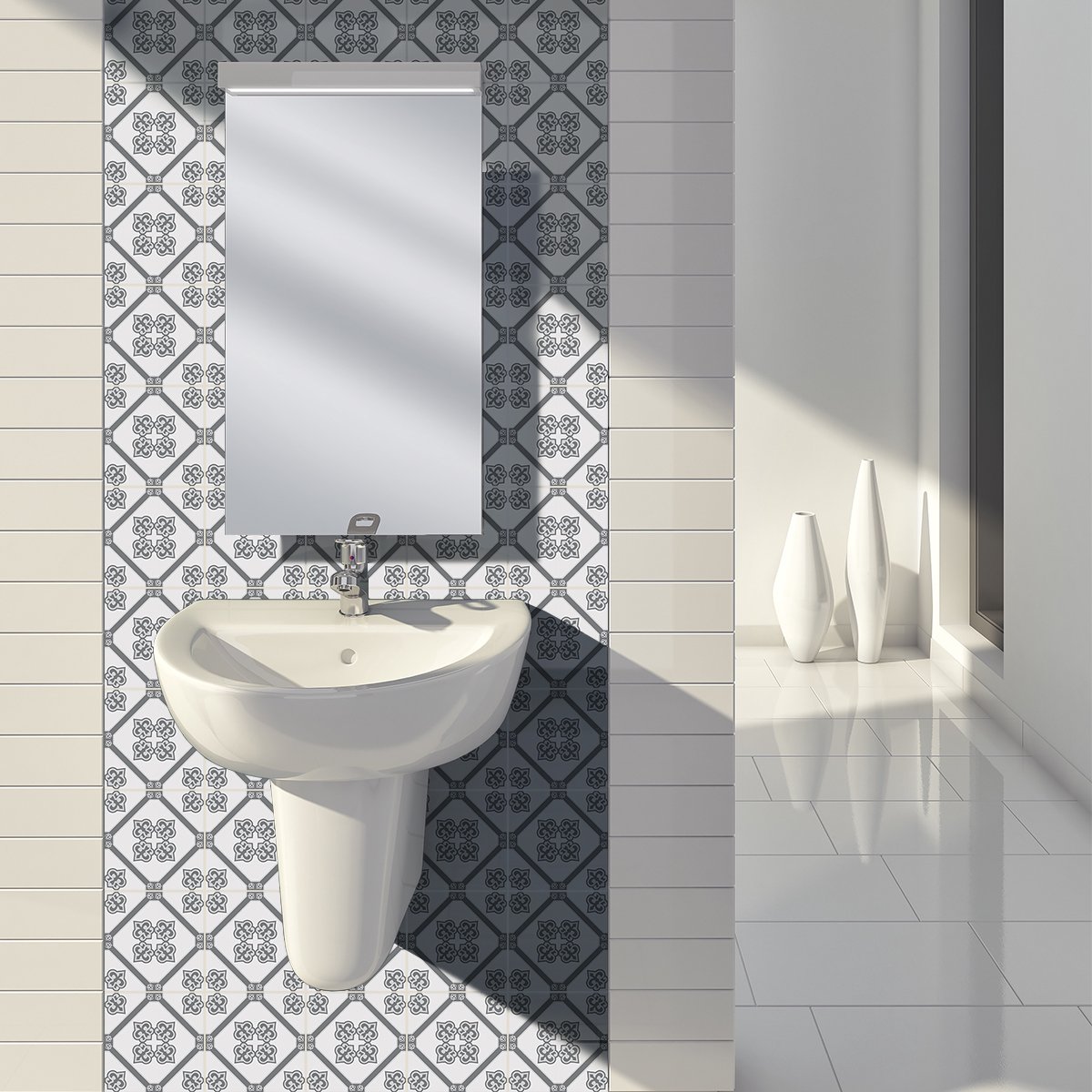 Ambiance Sticker Zelfklevende tegelmuurstickers voor keuken en badkamer - 24 ELIO Azulejos tegelstickers - 24 stickers 15x15cm Multi color