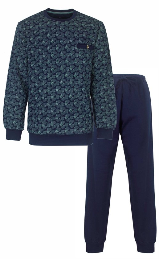 Paul Hopkins Heren Pyjama - Fleece - Lange Mouwen - Donker Blauw - Maat L