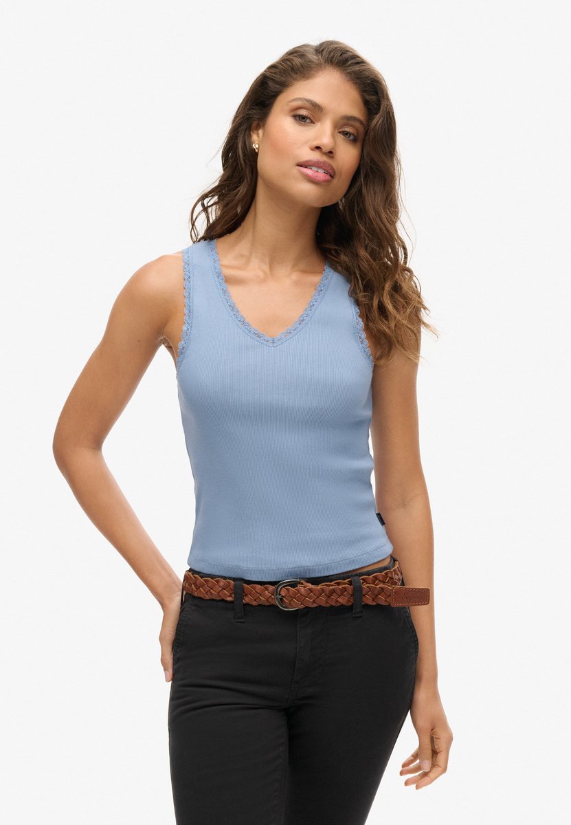 Superdry Athletic Essentials hemdtopje met kanten rand Dames Vesten Blauw