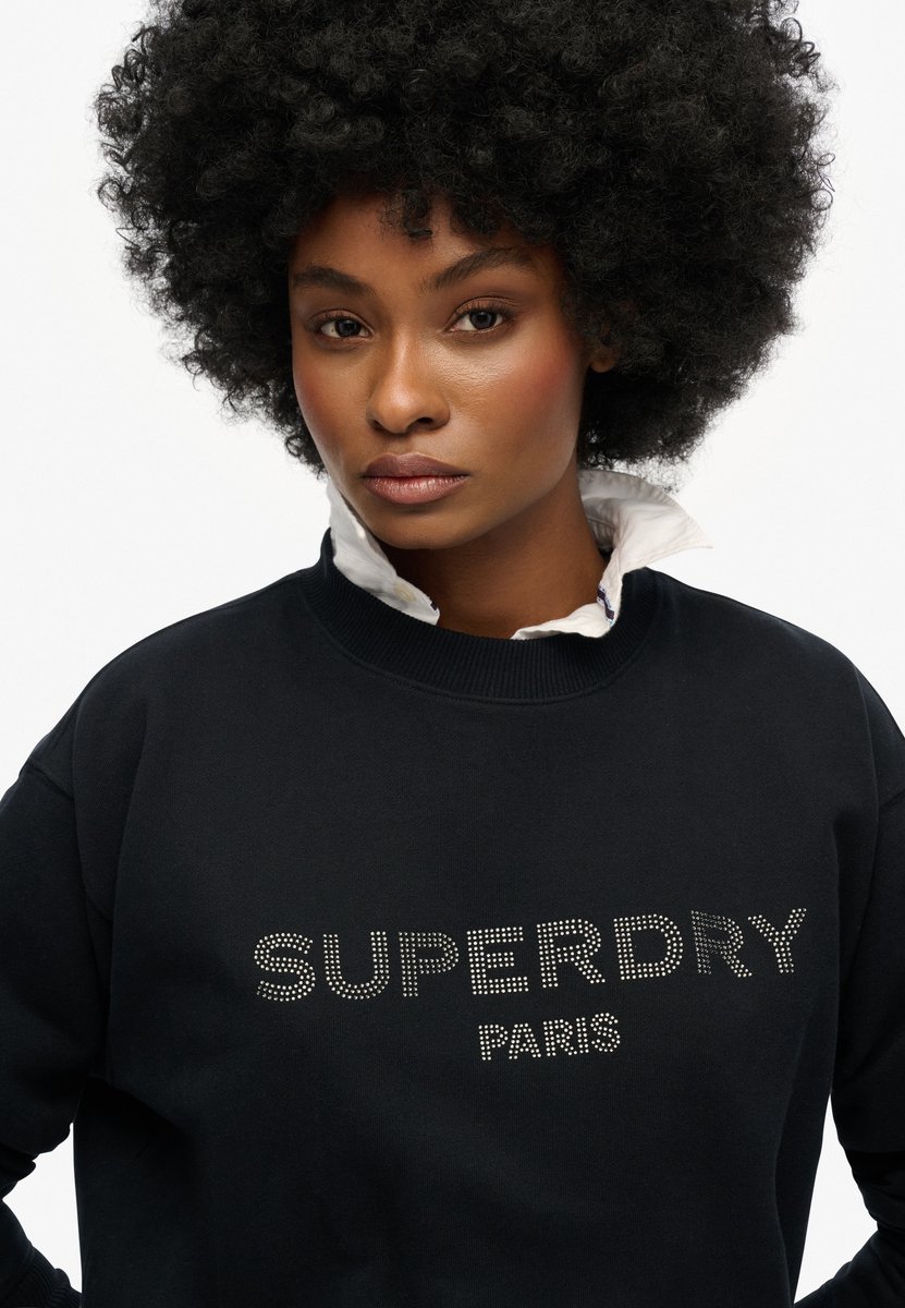 Superdry Luxe sportsweatshirt met ronde hals en losse pasvorm Dames Truien Zwart