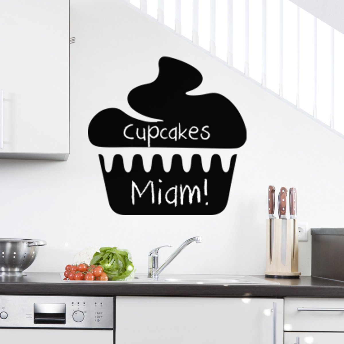 Ambiance Sticker Schoolbordsticker - uitwisbare zelfklevende muurstickers - Cupcake-design - 70x70cm Multi color