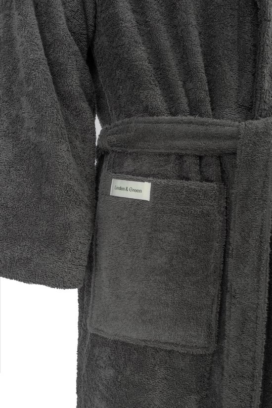 L&G - Unisex Badjas - 100% Katoen Badjas - XL - Antraciet - Katoen badstof - Ochtendjas -Sjaalkraag - Badjas dames - Badjas heren - Badjas dames en heren - Maat XL