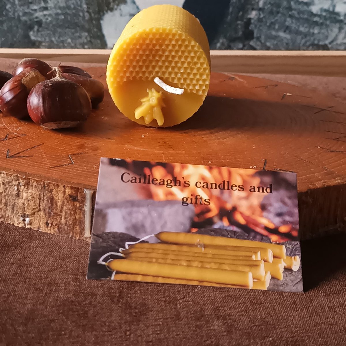 cailleagh's bijenwaskaars ,ronde stompkaars raat en bij