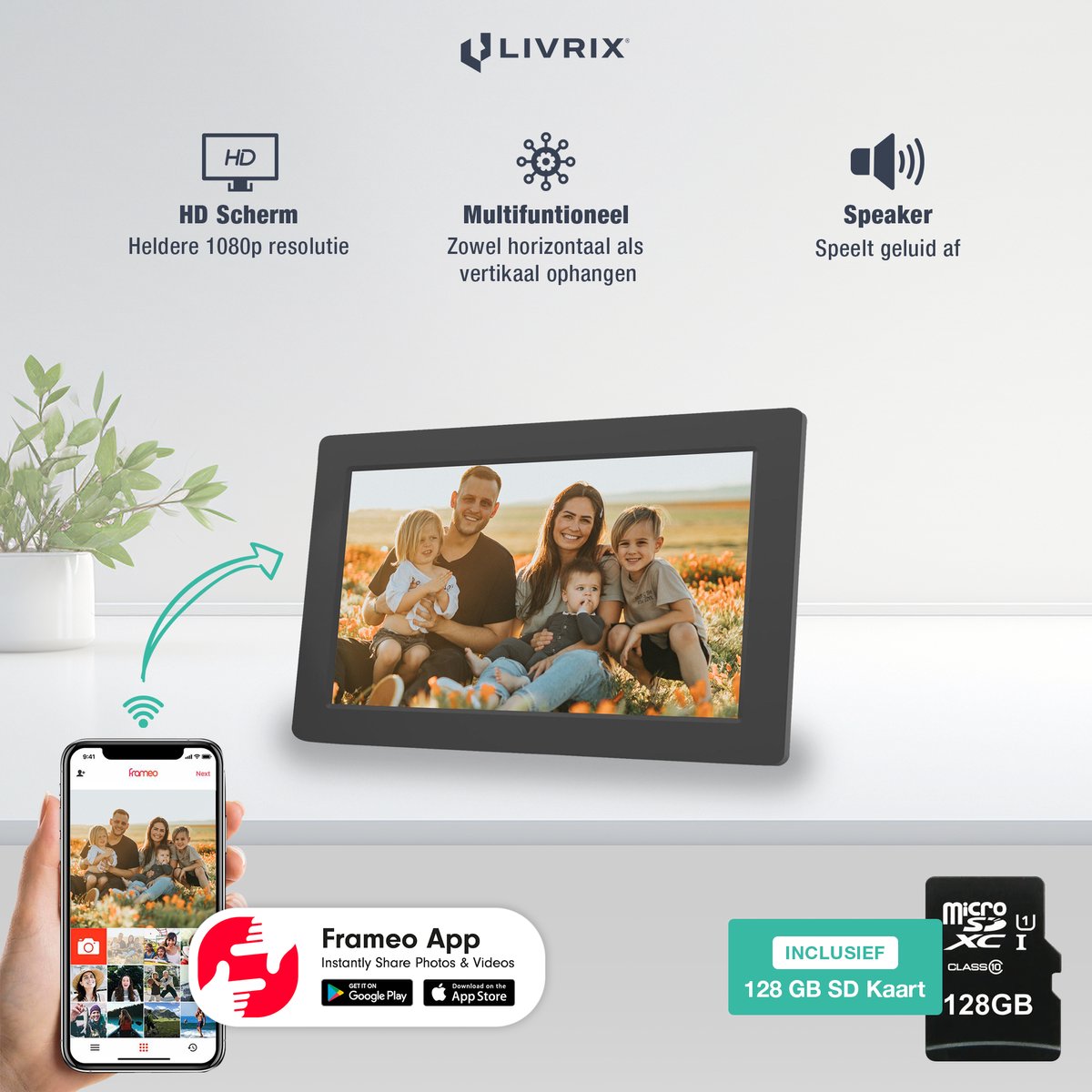 Digitale Fotolijst met WIFI en Frameo (EAN: ...7719) - afbeelding 2