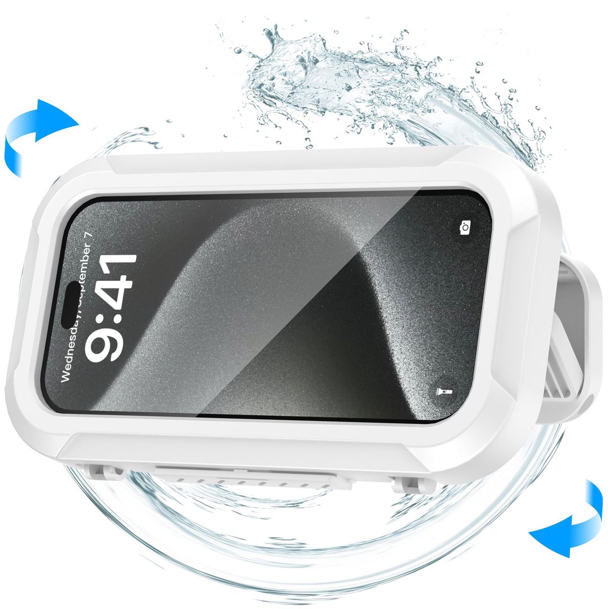 Somstyle Waterdichte Telefoonhouder Douche - Tot 6.8 Inch Telefoonscherm - 360° Rotatie - Smartphone Houder Badkamer - Wit