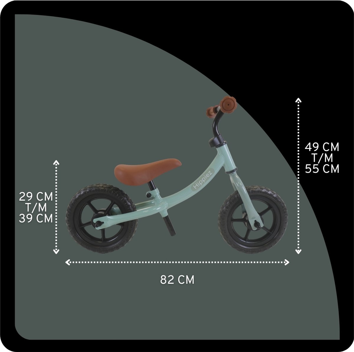 Hippiez Metalen Loopfiets Worker Ocean Green vanaf 2 jaar - Groene Blauwe Loop Fiets - Verstelbaar Zadel en Stuur - Voor Jongens en Meisjes - Compact en Veilig - Lage Instap — afbeelding 2